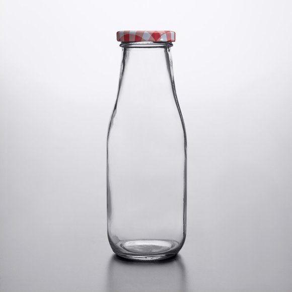 Other - FINAL PRICE ✂️ Set of 4 ~ 10 oz Glass Milk Bottle w/2 Different Lids